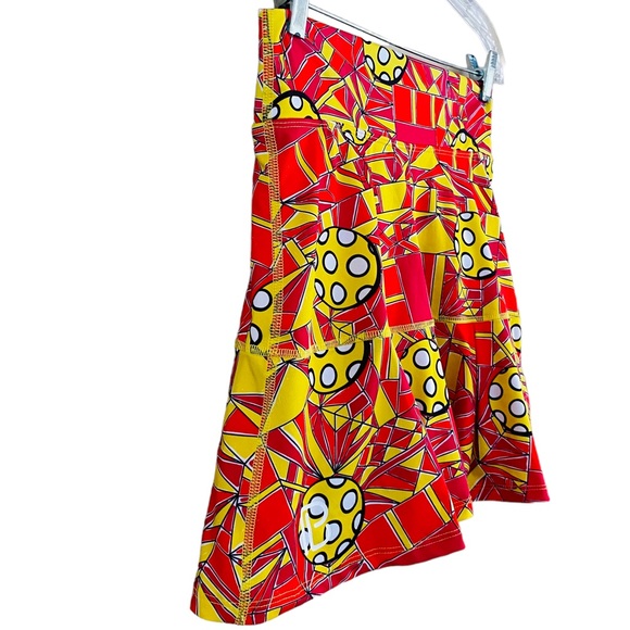 Pickleball Bella Colorful Red and Yellow Angle 1 Shot Functional Skort Sz Small - Picture 9 of 12